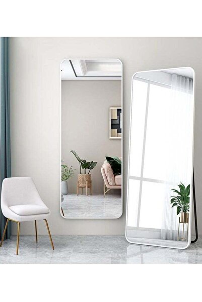 Bluejw Full-Length Mirror — Aluminum Alloy Frame, Free-Standing or Wall-Mount 155*45*5cm(White Silver)