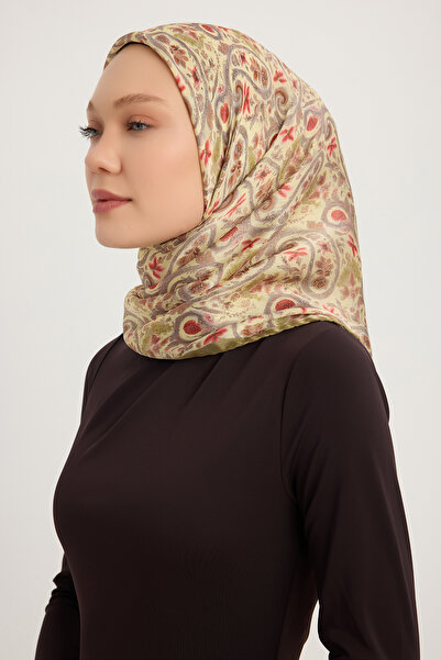 ipekistanbul Eșarfă Janjan cu model Aurora - Etnică de primăvară - Verde ulei