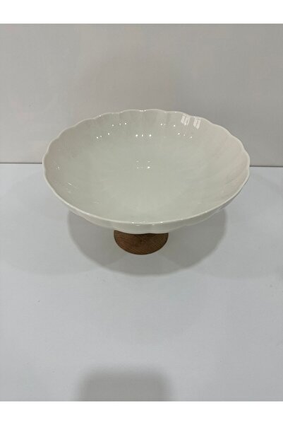 FARALYAHOME Porcelain Round Salad - Fruit Bowl with Wooden Legs 25 cm