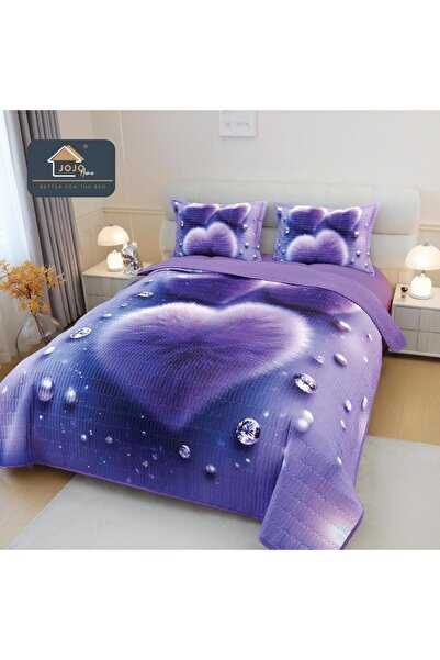 JOJO HOME 5D print duvet cover 220x240cm + 2 pillowcases 50x70cm, Heart, Purple