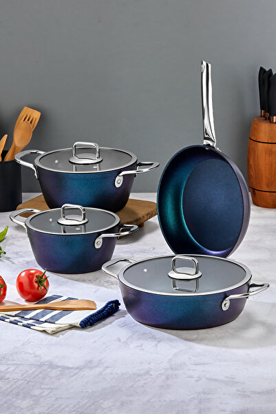 PoloChef Quatro Cast Granite 7 Piece Cookware Set Purple