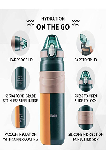 Borosil Vacuum Adventure Sipper Bottle 560ml