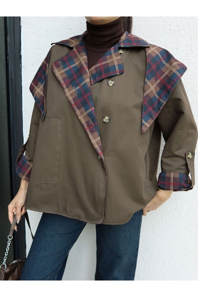 ESRAHELVACI Çift Taraflı Pelerin Detay Trench