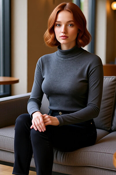 PayBuy Women's Fitted Turtleneck Long Sleeve Crop Knitted Blouse Cool & Comfort Persona Ideal for Winter Season