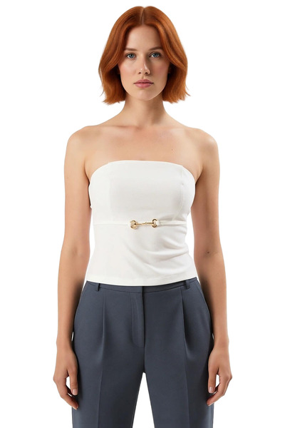 PayBuy Strapless Fitted Blouse Thin Belt Detail Woven Summer Special Design for Daily Use