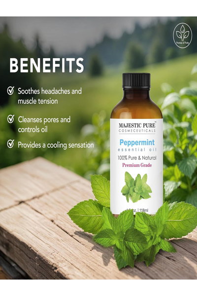 Majestic Pure Peppermint Essential Oil with Glass Dropper, 118ml
