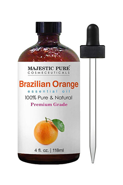 Majestic Pure زيت البرتقال البرازيلي العطري مع قطارة زجاجية، 118 مل