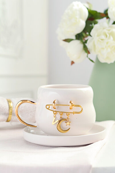 ada mia seramik Kişiselleştirilmiş Harf Charm Detaylı 24K Altın Dekorlu El Ya...