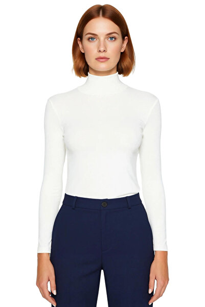 PayBuy Women's Fitted Turtleneck Long Sleeve Basic Silhouette Stretchy Knitted Blouse Casual with Cool & Comfort Style