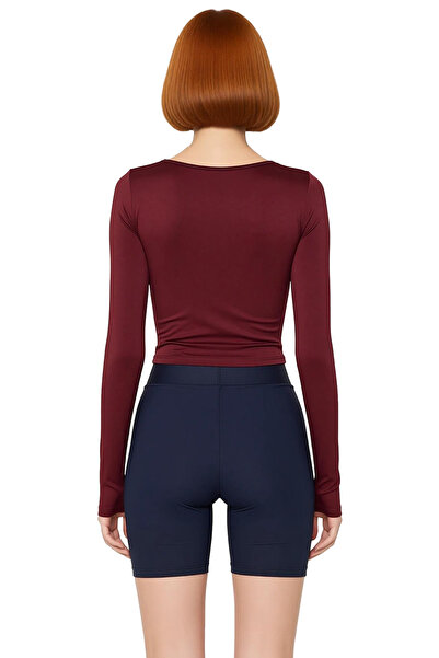 PayBuy Women's Crop Long Sleeve Crew Neck Sports Blouse with Window Detail and Thumb Hole High Quality