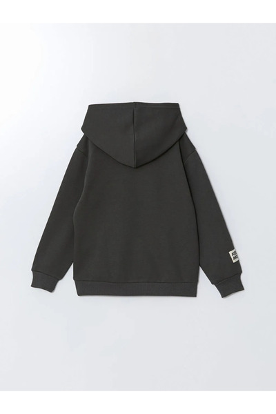 LC Waikiki Lcw Kids Anthracite Hooded Printed Thick Boy's Sweatshirt