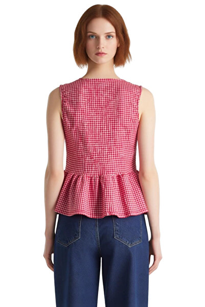 PayBuy Plaid Jacquard Lace-Up Sleeveless Blouse Summer Casual Casual Use Trend Design