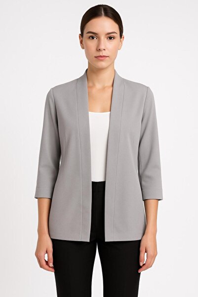 Butik Kadın Gri Blazer Ceket – Şık ve Modern Tasarım- Nuevo