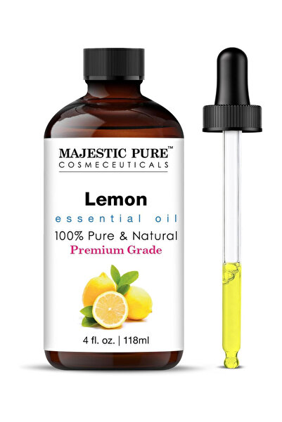 Majestic Pure زيت الليمون العطري مع قطارة زجاجية، 118 مل