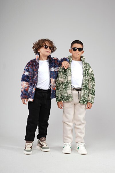 king brich Kingbrich Kids Mock Neck Patterned Children's Fleece with Zipper