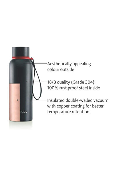 Borosil Vacuum Trek Bottle Black 700ml