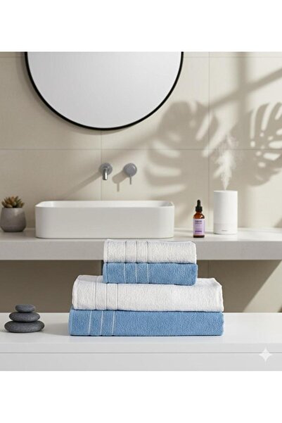 elvira concept Lilyum Pamuklu 4'lü Banyo Havlu Seti Hamam Takımı Günlük Çeyiz...