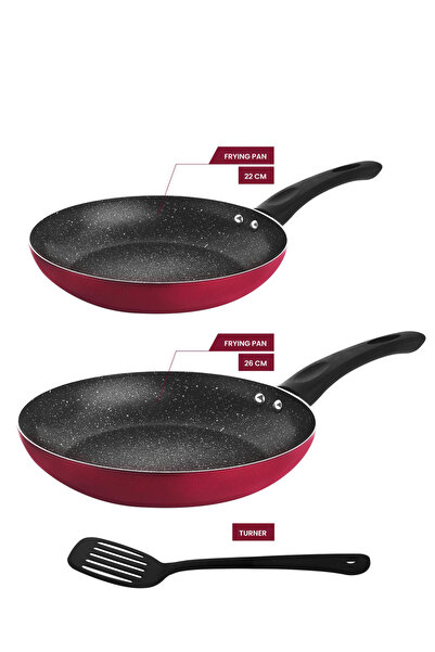RAJ 3-Piece Non Stick Frypan Set 22cm and 26cm with Turner Set