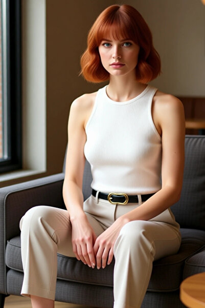 PayBuy Women's Corded Fabric Crew Neck Sleeveless Knitwear Quality Stylish Comfortable Modern Elegant Casual