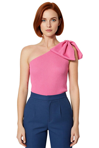 PayBuy Asymmetrical Neckline Bow Detail One Sleeve Knitwear Blouse Women Quality Stylish Comfortable Modern Elegant