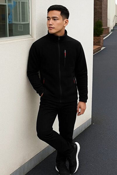 COMBİNE MİCHAİL Erkek Comfort Fit Rahat Kalın Siyah Polar