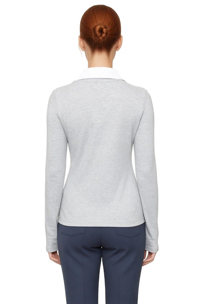 PayBuy Women's Burgundy Polo Neck Color Block Long Sleeve Basic Silhouette Smart Persona 100% Cotton Winter Knitwear Top