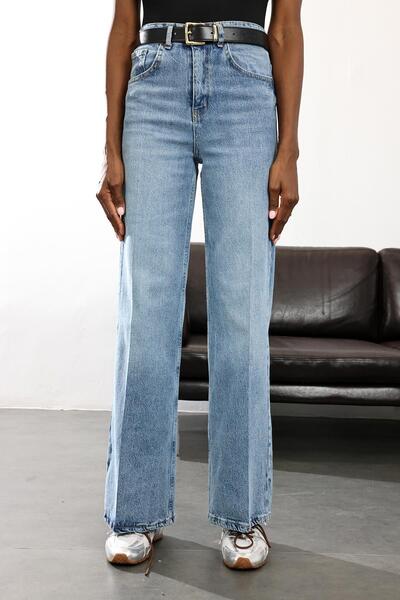 5in1Canpolat Πλενόμενο Μπλε ελαστικό ύφασμα φαρδύ μπατζάκι Jean