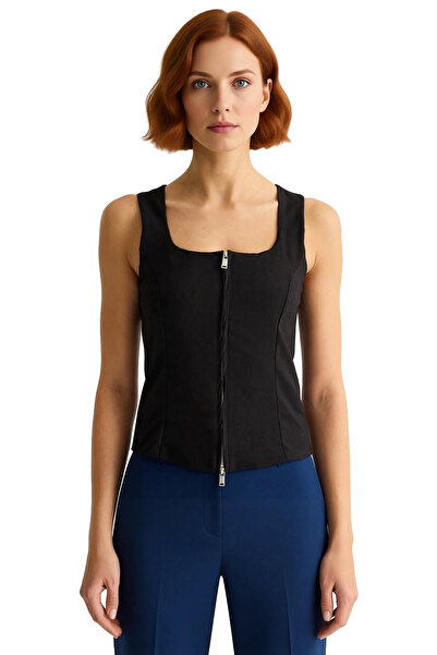 PayBuy Women's Zipper Sleeveless Fitted Blouse Casual Stylish Design Elegant Professional Look