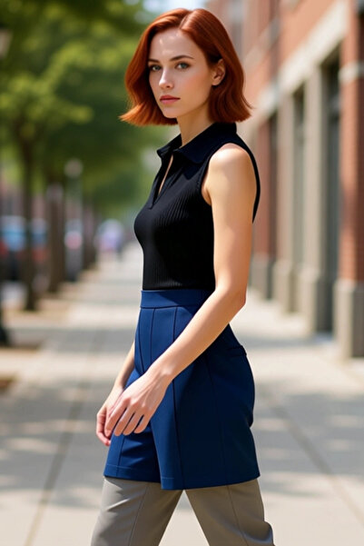 PayBuy Bluză crop cu guler polo pentru femei din material subțire Combinație ...