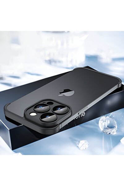 Flippy Θήκη TPU χωρίς άκρα για iPhone 15 Pro Max, Flippy, προστασία γωνιών και κάμερας, κράμα αλουμινίου, ματ μαύρο