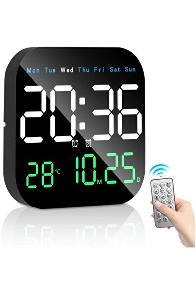 fulina ساعة حائط رقمية، ساعة رقمية LED مع جهاز تحكم عن بعد لتزيين غرفة المعيشة، الأسبوع، التاريخ، الأسبوع