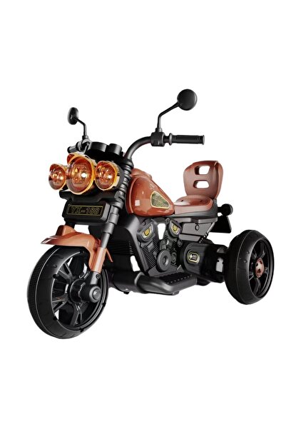 Toybox Electric Bike for Kids, Rechargeable Kids Bike with LED Lights, USB & Music, Brown