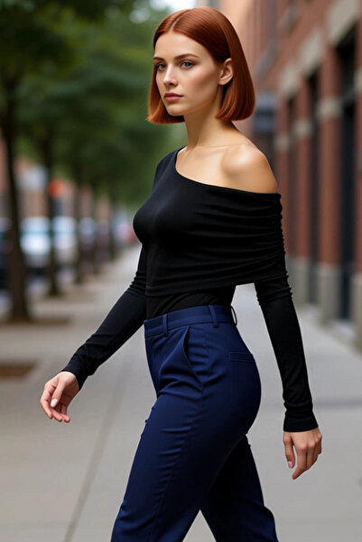 PayBuy Bluză pentru femei cu guler asimetric mulat elastică din material subțire Ideală pentru combinații casual Calitate bună