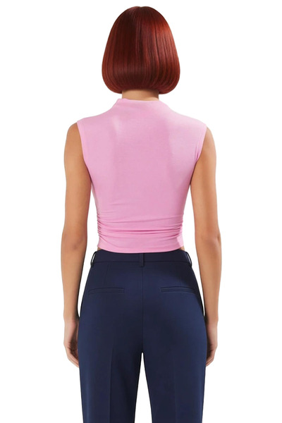 PayBuy Bluză asimetrică fără mâneci, elastan viscoz, vară, ajustată guler ridicat Aspect elegant pentru purtarea zilnică