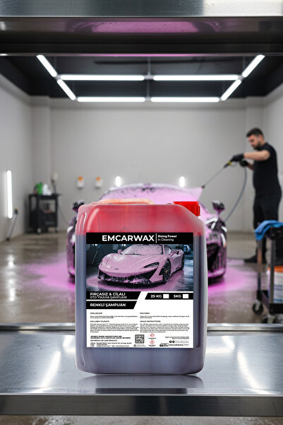 EMCARWAX Pembe Renkli Cilalı Oto Yıkama Şampuanı 5 LT