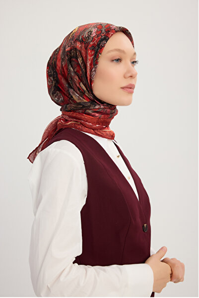 ipekistanbul Шарф Aurora з візерунком Janjan - Altın Bahçe - бордовий