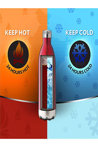 Borosil Vacuum Bolt Bottle Red 750ml