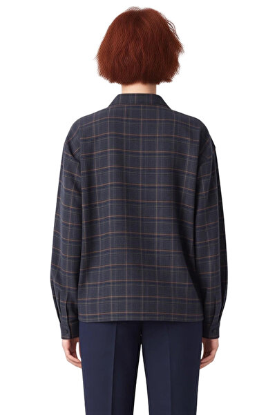 PayBuy Women's Plaid Patterned Mock Neck Lace-Up Long Sleeve Blouse Quality Stylish Comfortable Modern Elegant Casual