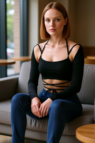 PayBuy Bluză crop cu mânecă lungă cu detaliu de centură pentru femei, de calitate, elegantă, confortabilă, modernă, elegantă, zilnică