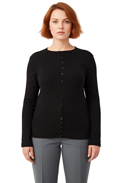 PayBuy Femei guler rotund Butoane Detaliat material reiat Mânecă lungă Lungime obișnuită din material subțire Calitate Elegant Confortabil