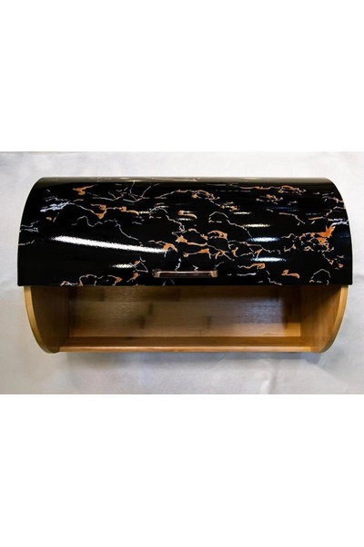 RİVO HOME DECOR Marmo Luxury Black Bread Box 24 cm X 38 cm X 19 cm