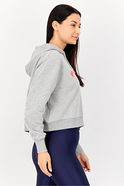 Ellesse Women Sportswear Fit Brand Logo Long Sleeve Outdoor Hoodie, Grey