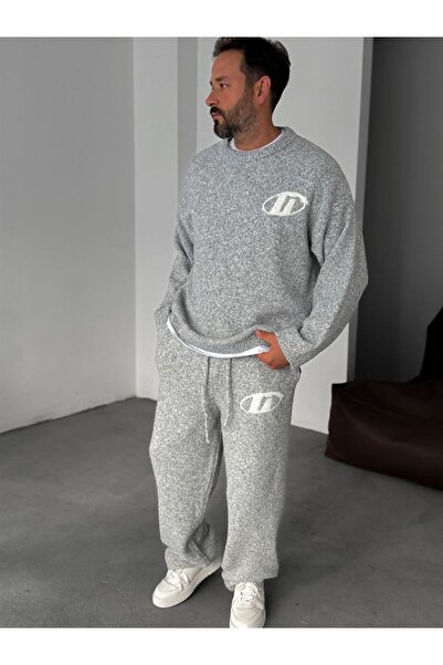 TÜZeMEN Bearded g Printed Oversized Knitwear Sweater