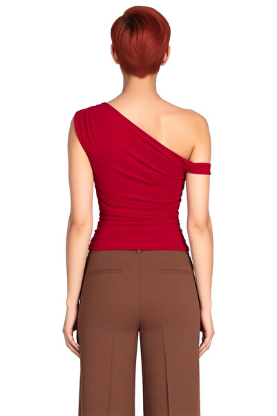 PayBuy Bluză pentru femei, cu guler asimetric, cu mâneci joase, țesută Sandy, poliester elegant pentru purtarea zilnică