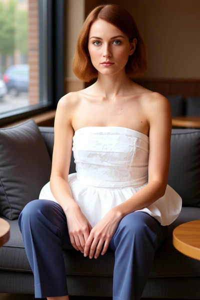 PayBuy Women's Strapless Peplum Detailed Woven Quality Stylish Comfortable Modern Elegant Casual