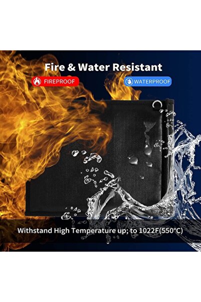 FONIX Fire Armor Sleeve – Fireproof Accessory Sleeve, Anti-Theft, 43×38 cm, EMF Blocking, Black