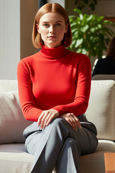 PayBuy Women's Fitted Turtleneck Long Sleeve Crop Knitted Blouse Cool & Comfort Persona Ideal for Winter Season