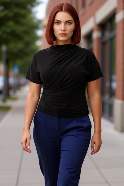 PayBuy Bluză pentru femei cu guler înalt din material subțire Eleganță și con...