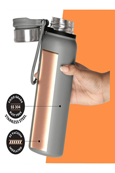 Borosil Vacuum Aquafit Bottle Gray 830ml