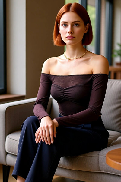 PayBuy Women's Carmen Collar Low Arm Long Sleeve Knitted Quality Stylish Comfortable Modern Elegant Casual